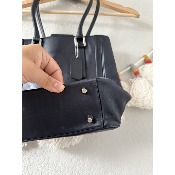 Vintage Coach Bonnie Legacy Slim Leather Shoulder Handbag Y2k Navy 9422 - Picture 5 of 9
